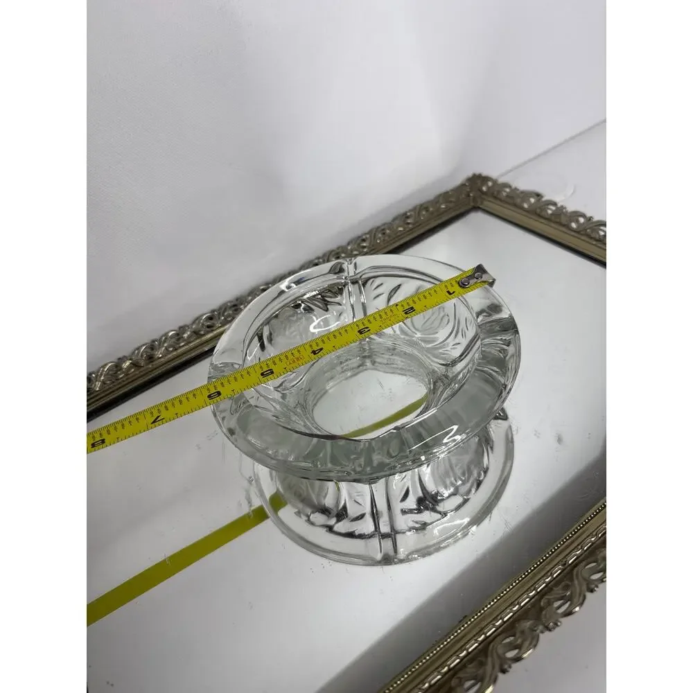 Vintage KIG Indonesia Glass Ashtray: Mid-Century Rose Design, 6”
